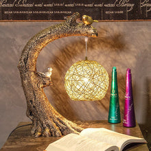 Load image into Gallery viewer, Rattan Wicker Tree Bird Lamp